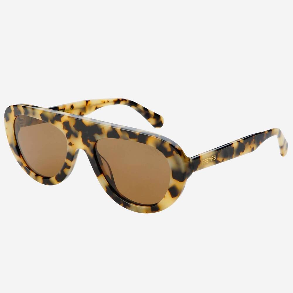 NEW FREYRS EYEWEAR jetsetter acetate aviator sunglasses in milky tortoise
